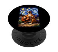 Boxer Dog Playing Guitar Whimsical Art Puppy Music Camping PopSockets PopGrip Adhésif