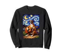 Boxer Dog Playing Guitar Whimsical Art Puppy Music Camping Sweatshirt