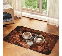 Boxer Dogs Automne,Tapis d'alimentation pour Animaux de Compagnie, Sets de Table en Cuir PU pour Chats et Chiens,40x60cm