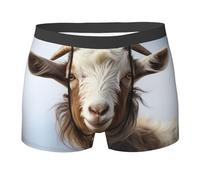 Boxer doux et respirant pour homme - En forme de chèvre - Élastique - Pour homme, Noir , L