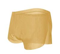 Boxer doux pour homme, boxer pour homme, pantalon de pyjama confortable avec fente latérale, caleçon respirant et doux avec poche de contour, sous-vêtements de couleur unie, short sans braguette