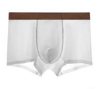 Boxer doux pour la peau pour homme avec rayures et poche convexe en U (3XL, blanc)