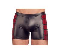 Boxer Effet Cuir, Fermeture Eclair Noir & Rouge