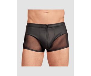 Boxer Effet Cuir Mat, Résille & Zip Noir