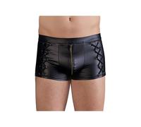 Boxer Effet Cuir Zip & Laçage Noir