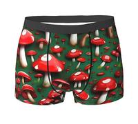 Boxer élastique absorbant la transpiration avec imprimé champignons rouges pour homme, noir, Large