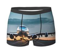 Boxer élastique de qualité supérieure absorbant la transpiration - Motif avion dans les lumières du soir, Avion sous la lumière du soir, M