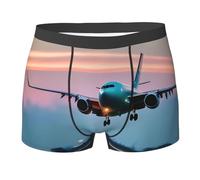Boxer élastique de qualité supérieure absorbant la transpiration - Motif avion dans les lumières du soir, Avion dans les lumières du soir, M