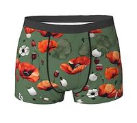 Boxer élastique exceptionnel absorbant la transpiration avec motif imprimé de coquelicot, boxer élastique de qualité supérieure pour homme, noir, X-Large