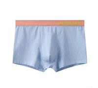 Boxer en coton à rayures pour homme - Sous-vêtements respirants avec soutien bombé (2XL, bleu)