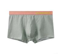 Boxer en coton à rayures pour homme - Sous-vêtements respirants avec soutien bombé (2XL, vert foncé)