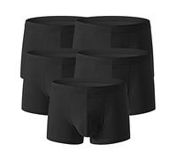 Boxer en Coton De Couleur Unie pour Homme sous-VêTements Taille Moyenne Plus avec Pochette Boxer à éVacuation D'Humidité (Le Noir-5PC,6XL)