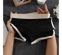 Boxer en coton élasthanne doux pour homme avec motif à rayures et bande moyenne à la taille pour un ajustement uniforme (M noir)