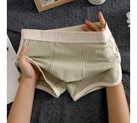 Boxer en coton élasthanne doux pour homme avec motif à rayures et taille moyenne pour un ajustement uniforme (2XL, vert)