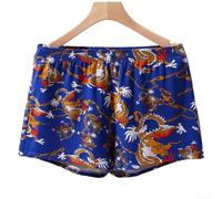 Boxer en coton imprimé dragon pour homme pour un usage quotidien, coupe ample, sous-vêtements pour la maison ou une utilisation décontractée (L bleu)