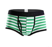 Boxer en coton pour homme avec soutien de la taille moyenne et motif à rayures horizontales subtiles pour une utilisation de routine (M vert)