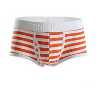 Boxer en coton pour homme avec soutien de la taille moyenne et motif à rayures horizontales subtiles pour une utilisation de routine (taille L, orange)