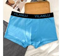 Boxer en coton pour homme - Tissu respirant avec support de poche - Doux et extensible pour une utilisation confortable - Taille M - Bleu moyen