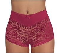 Boxer en Dentelle pour Femme Shorty Culotte Sexy Respirante Ceinture Coton Stretch sous-Vêtements Doux Panties Confortable Culottes Respirant sans Coutures - Modèle Plat Tous (Rouge,S)
