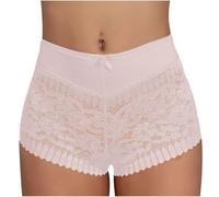 Boxer en Dentelle pour Femme Shorty Culotte Sexy Respirante Ceinture Coton Stretch sous-Vêtements Doux Panties Confortable Culottes Respirant sans Coutures - Modèle Plat Tous (Rose,L)