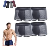 LAKEMON Boxer en Fibre de Bambou, Boxer Box Hero en Bambou, 4 Boxers en Fibre de Bambou - pour Un Confort Toute la journée (Grey,3XL (75-85KG))