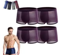 LAKEMON Boxer en Fibre de Bambou, Boxer Box Hero en Bambou, 4 Boxers en Fibre de Bambou - pour Un Confort Toute la journée (Red,2XL (65-75KG))