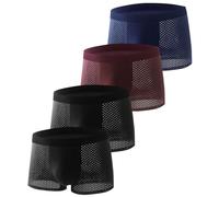 Boxer en Fibre De Bambou Confortable Fibres Slip Homme 4 Pièces Lot Hommes Culottes Caleçons sous-Vêtements Maille Caleçon Ultra-Doux sous-Vêtements Respirants G,4XL