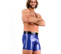 Boxer en Latex Bleu pour Homme,sous Vêtement en Latex avec Fermeture éclair sur Le Devant,Convient pour Les Vêtements de Club de Fête Cosplay-L