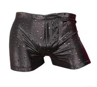 Boxer en latex pour homme, impression 3D goutte d'eau, sous-vêtement imperméable et lisse taille basse pour club, thème exotique (2XL, noir)