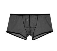 Boxer en maille transparente pour homme, sous-vêtements en nylon à coupe basse pour un usage quotidien, short respirant en blanc, bleu, (L Noir)