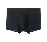 Boxer en soie glacée pour homme - Slip respirant - Doux - Couleur unie - Pour un usage quotidien - Confortable et léger - XXL - Noir