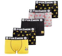 Boxer Enfant, Calecon Garçon, Pikachu, Doux & Confortable (Lot de 5), Noir, Jaune, Rouge, Blanc, Taille 4/5 Ans