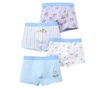 Boxer Enfant Garcon 3-12 Ans 4 PièCes Calecon Coton, Confortable Et Doux Elasticité Motif Enfantin DéContracté Quotidien Respirant Ajusté sans Couture