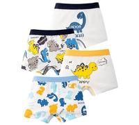 Boxer Enfant Garcon 3-12 Ans 4 PièCes Calecon Coton, Confortable Et Doux Elasticité Motif Enfantin DéContracté Quotidien Respirant Ajusté sans Couture F403B