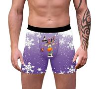 Boxer festif de Noël pour homme avec motif dessin animé, construction mi-longue, caleçon festif respirant, léger, parfait pour les saisons et une utilisation toute la journée, 08#_violet, L