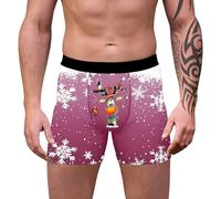 Boxer festif de Noël pour homme avec motif dessin animé, construction mi-longue, caleçon festif respirant, léger, parfait pour les saisons et une utilisation toute la journée, 07#_rose, XXL