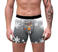 Boxer festif de Noël pour homme avec motif dessin animé, construction mi-longue, caleçon festif respirant, léger, parfait pour les saisons et une utilisation toute la journée, 05#_gris, XXL
