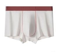 Boxer fin en coton mélangé pour homme avec taille moyenne et poche convexe en U, sous-vêtement doux et respirant pour un usage quotidien (3XL, blanc)