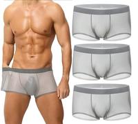 Boxer Fin en Soie glacée pour Homme - sous-vêtements Sexy sans Coutures -pour Un Confort rafraîchissant en été for Warm (FR/ES, Alpha/Lettres, TTG, Taille Normale, Taille Normale, Gris Clair)