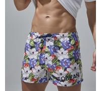 Boxer floral pour homme fabriqué à partir de tissu polyester conçu pour une utilisation confortable à la plage, à la maison, en sommeil et en voyage (XL bleu)