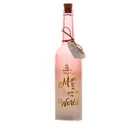 Boxer Gifts Bouteille lumineuse LED « Mum You are The World » - Cadeau significatif pour la fête des mères - Corail doux