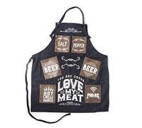 Boxer Gifts Tablier de Cuisine Fantaisie Love My Meat pour Homme résistante Anniversaire, Noël ou fête des pères | Livré avec Sac Cadeau en Toile, Noir, Taille Unique