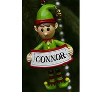 Boxer Gifts Connor Décoration de Sapin de Noël Personnalisable en Forme d'elfe | Cadeau de Noël | Une pour Toute la Famille, céramique, Multicolore, 8 x 4,5 x 2 cm