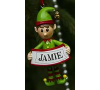 Boxer Gifts Jamie Décoration de Sapin de Noël personnalisée en Forme d'elfe | Décoration de Noël Cadeau | Une pour Toute la Famille, céramique, Multicolore, 8 x 4,5 x 2 cm