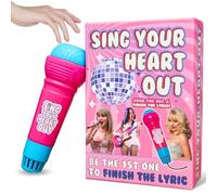 Boxer Gifts Jeu de Cartes Sing Your Heart Out - Jeu de fête Amusant pour Les Fans de Sabrina Carpenter et Charli XCX - Quiz Musical avec Microphone Echo