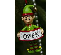 Boxer Gifts Owen Décoration de Sapin de Noël personnalisée en Forme d'elfe | Cadeau de Noël | Une pour Toute la Famille, céramique, Multicolore, 8 x 4,5 x 2 cm