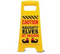 Boxer Gifts Panneau « Caution Naughty Elves at Work » - Décoration de Noël amusante pour enfants et accessoire sur l'étagère