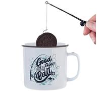 Boxer Gifts Tasse « Good Things Come to Those Who Bait » - Cadeau de pêche amusant pour homme pour un anniversaire ou Noël | Livré avec une baguette de blague pour biscuits Dunking, blanc