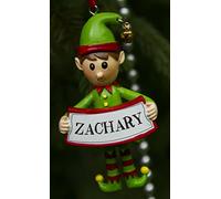 Boxer Gifts Zachary Décoration de Sapin de Noël personnalisée en Forme d'elfe | Cadeau de Noël | Une pour Toute la Famille, céramique, Multicolore, 8 x 4,5 x 2 cm