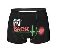 Boxer Hilarant Heart Attack Survivor I'm Back pour homme garçon, ultra doux et respirant Style4235, Blanc 0., S